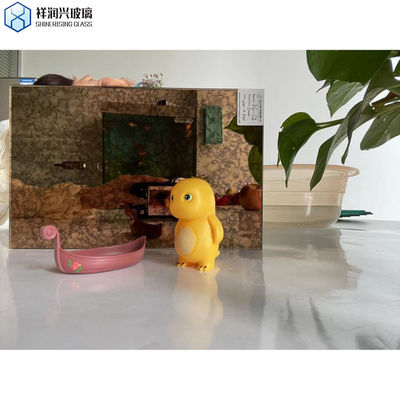 Стеклянный каркас Материал Винтажное искусство Окрашенные линзы Античное зеркало с плоским полированным краем